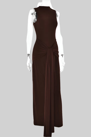 Sleeveless Bodycon Long Dress with Twist Front Detail
