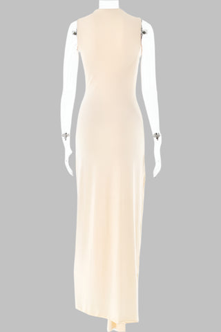 Sleeveless Bodycon Long Dress with Twist Front Detail