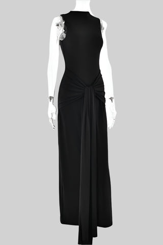 Sleeveless Bodycon Long Dress with Twist Front Detail