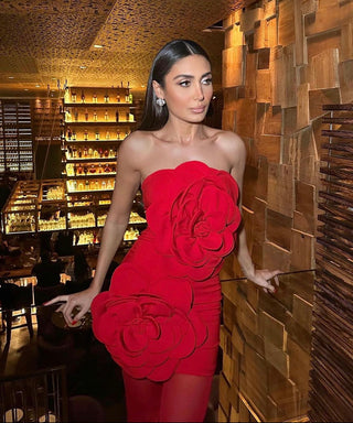 Iris Strapless Flower Mini Dress