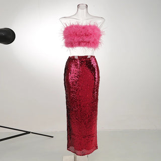 Lucinda  Feathers Sequin Set