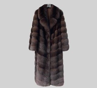 Luxury Dark Brown Faux Fur Coat - LONG (110 cm)