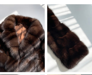 Luxury Dark Brown Faux Fur Coat - Short (65 cm)