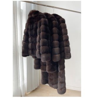 Luxury Dark Brown Faux Fur Coat - Short (65 cm)