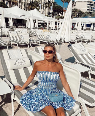 Daisy Embroidered Strapless Ruffles Mini Dress