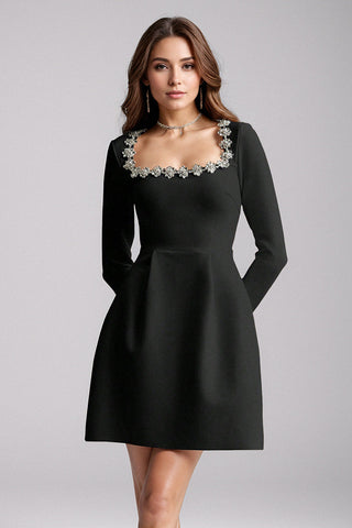 Diamond Elegance Long Sleeve Mini Dress