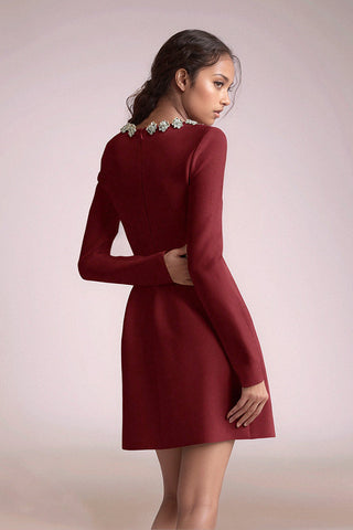 Diamond Elegance Long Sleeve Mini Dress
