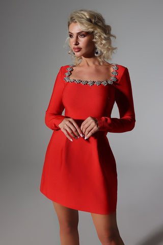 Diamond Elegance Long Sleeve Mini Dress