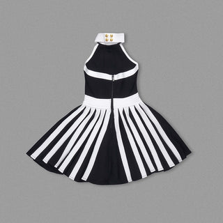 Monochrome Blossom Halter Flower Mini Dress