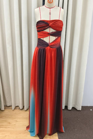 Strapless Ombre Cutout Long Dress