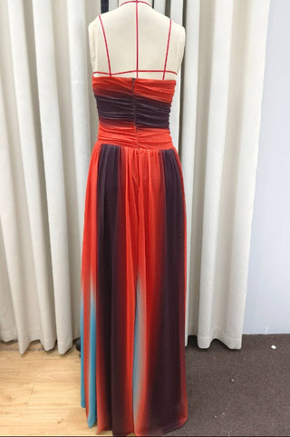 Strapless Ombre Cutout Long Dress