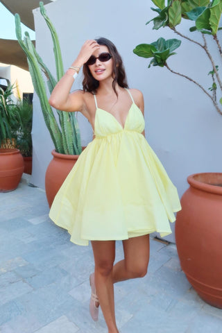 Backless Crisscross V-Neck Flared Mini Dress