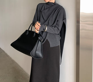 Wool Asymmetrical Long Sleeve Top