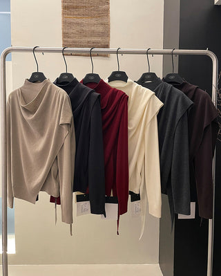 Wool Asymmetrical Long Sleeve Top