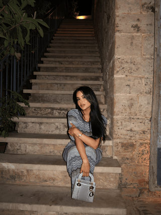 Wave Knit Short Sleeve Bodycon Midi Dress