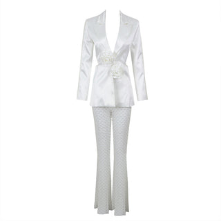 Priscilla Satan Mesh Blazer Set