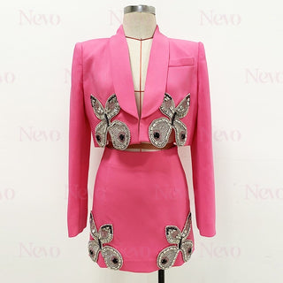 Butterfly Diamond Long Sleeve Blazer Set