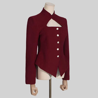 Elegant High-End Woven Long Sleeve Suit Jacket with Statement Buttons