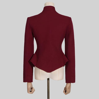 Elegant High-End Woven Long Sleeve Suit Jacket with Statement Buttons