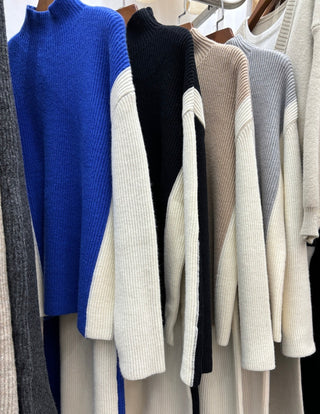 Cozy Ribbed Knit Two-Piece Set - Turtleneck Sweater and Midi Skirt