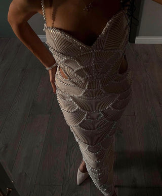 Mermaid Pearl Sleeveless Long Dress