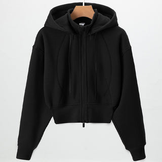 Two-Piece Sport Set with Cropped Zip Hoodie and High-Waisted Joggers