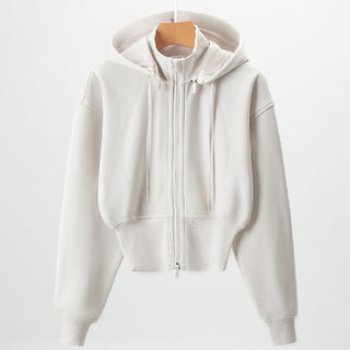 Two-Piece Sport Set with Cropped Zip Hoodie and High-Waisted Joggers