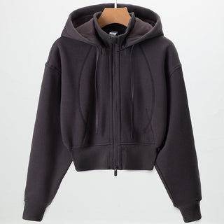 Two-Piece Sport Set with Cropped Zip Hoodie and High-Waisted Joggers