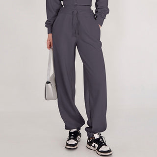 Two-Piece Sport Set with Cropped Zip Hoodie and High-Waisted Joggers