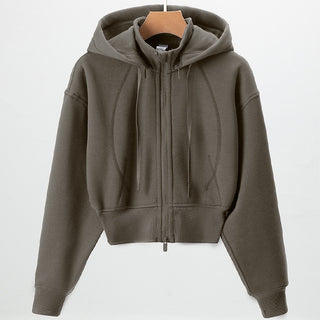 Two-Piece Sport Set with Cropped Zip Hoodie and High-Waisted Joggers