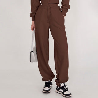 Two-Piece Sport Set with Cropped Zip Hoodie and High-Waisted Joggers