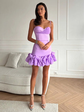 Melisa  Sleeveless Backless Satin Mini Dress