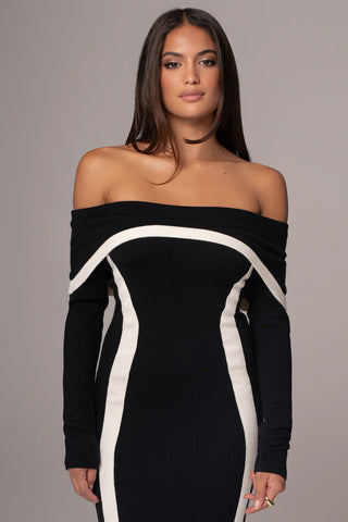 Off-Shoulder Long Sleeve Bodycon Long Dress