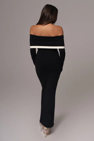 Off-Shoulder Long Sleeve Bodycon Long Dress