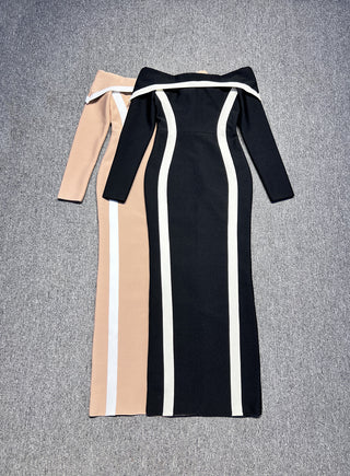 Off-Shoulder Long Sleeve Bodycon Long Dress