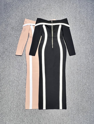 Off-Shoulder Long Sleeve Bodycon Long Dress
