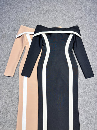 Off-Shoulder Long Sleeve Bodycon Long Dress