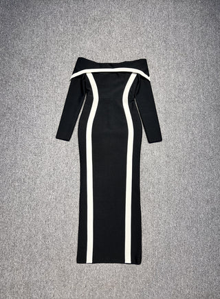 Off-Shoulder Long Sleeve Bodycon Long Dress