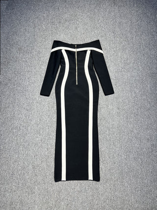 Off-Shoulder Long Sleeve Bodycon Long Dress