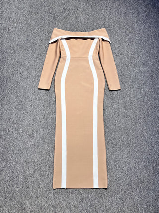 Off-Shoulder Long Sleeve Bodycon Long Dress