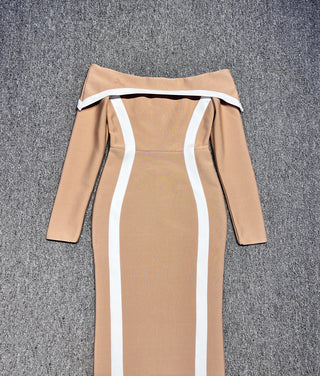 Off-Shoulder Long Sleeve Bodycon Long Dress