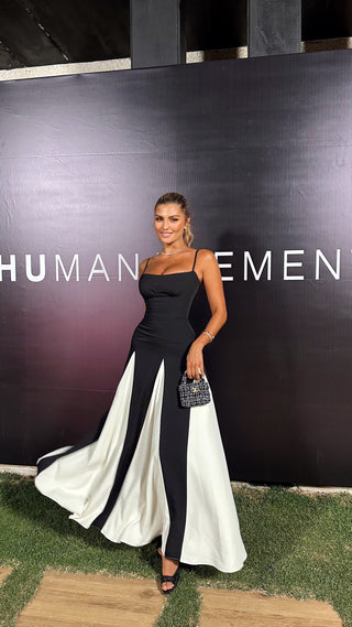 Classic Monochrome Sleeveless Long Dress