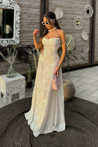 Backless Tie Back Elegance White Long Dress