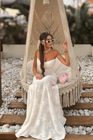 Backless Tie Back Elegance White Long Dress