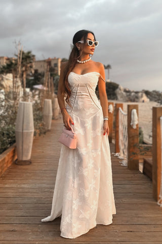 Backless Tie Back Elegance White Long Dress