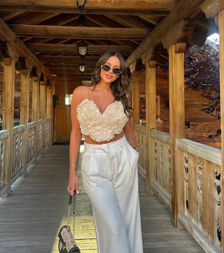 Flora Sleeveless Flower Crop Top