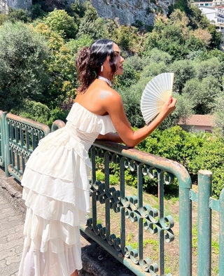 Apricot Ruffle Strapless Long Dress with Corset Top