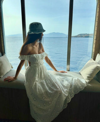 Pure Radiance Embroidered Backless Long Dress