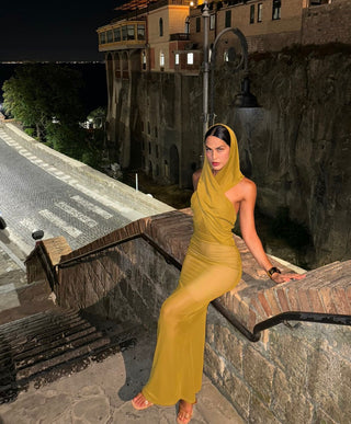 Hooded Cross Border Sleeveless Mesh Long Dress