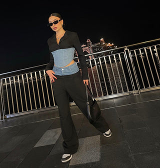 Long Sleeve Denim Suit  Top